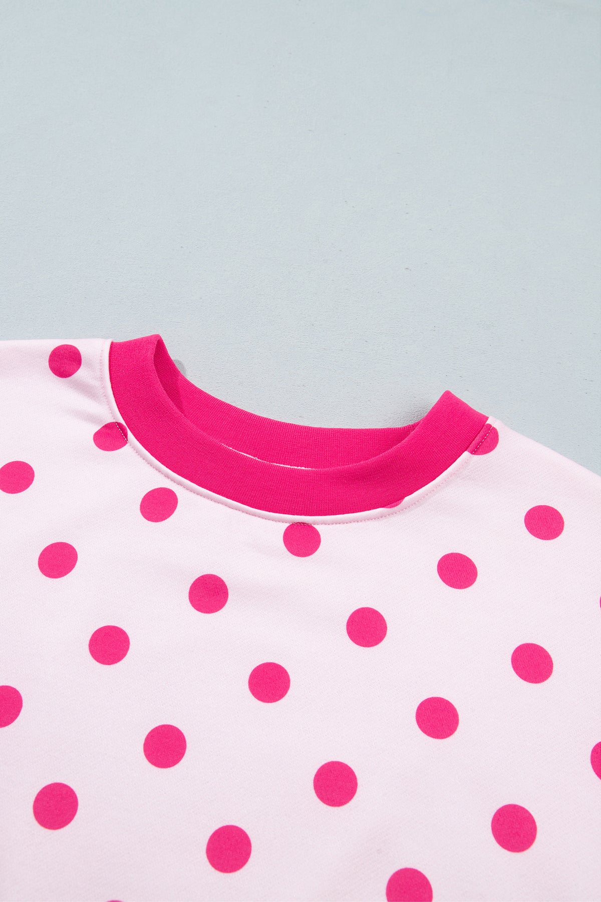 Pink Polka Dot Colorblock Round Neck Pullover Sweatshirt PREORDER ETA 3 WEEKS