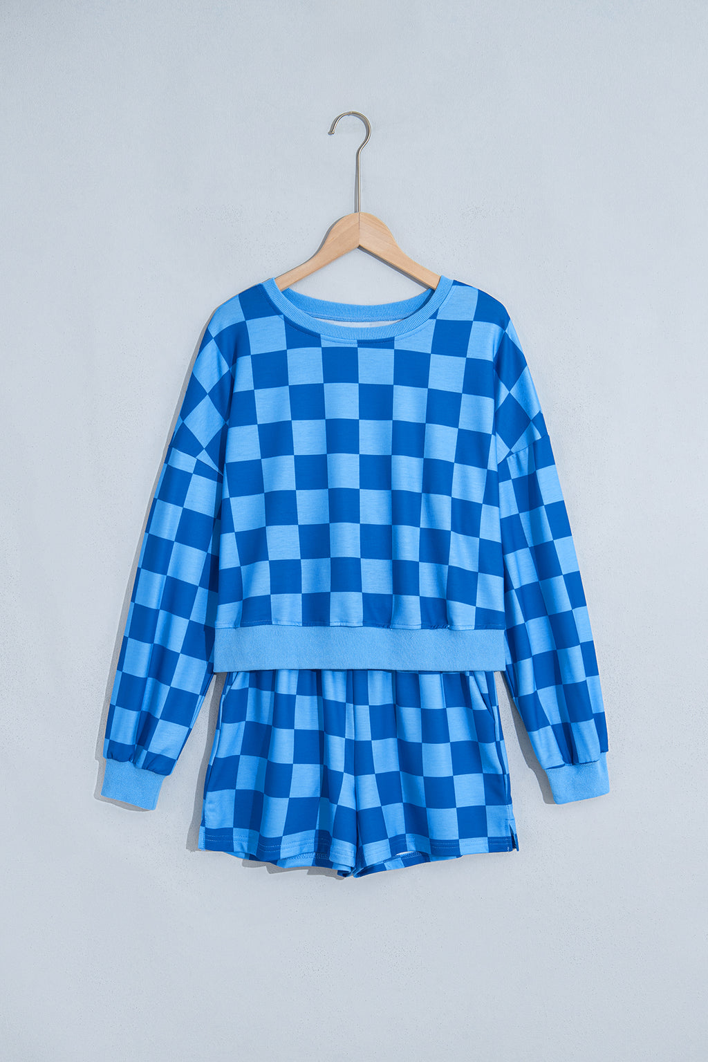 Orange Plaid Checkered Long Sleeve Crop Top Elastic Waist Shorts Two Piece Set PREORDER ETA 3 WEEKS