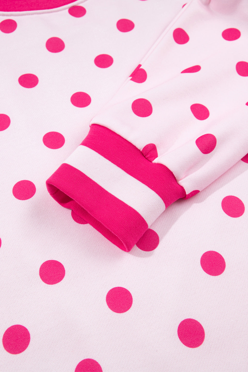 Pink Polka Dot Colorblock Round Neck Pullover Sweatshirt PREORDER ETA 3 WEEKS