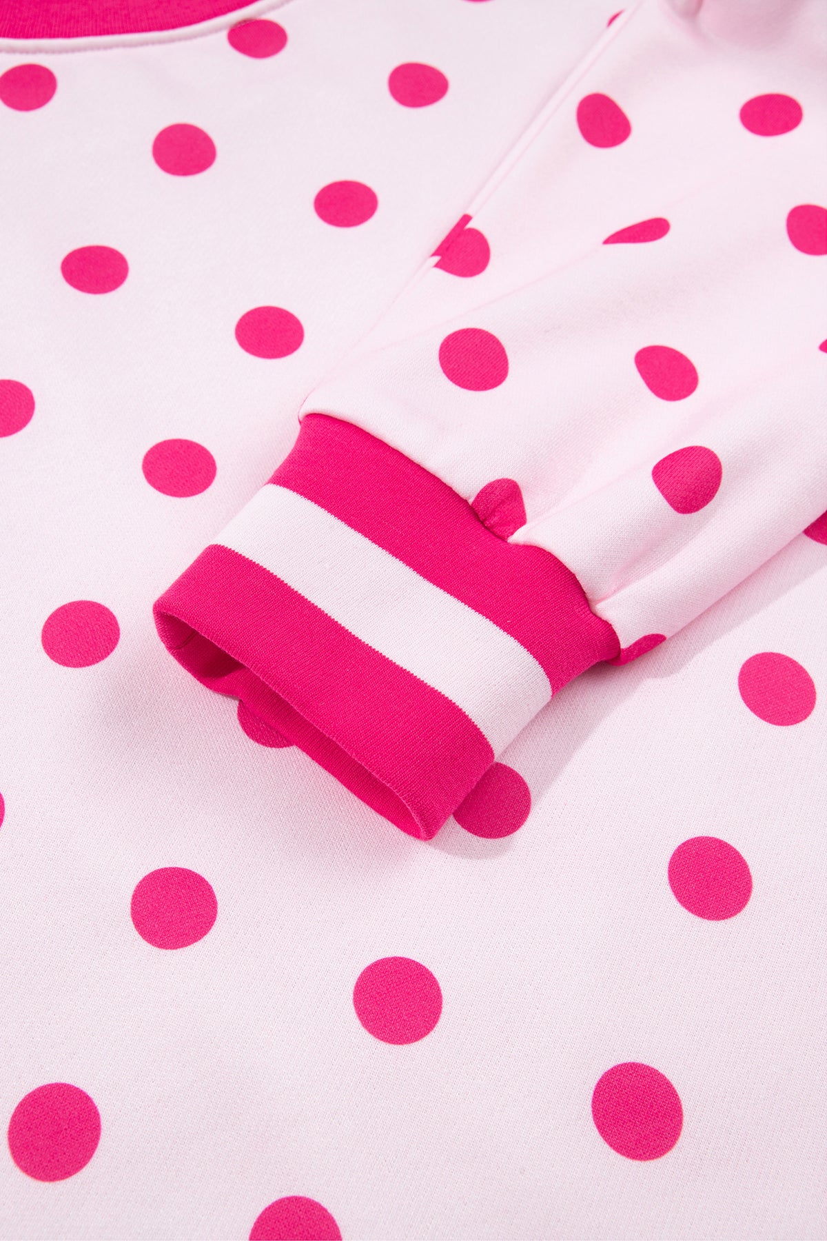 Pink Polka Dot Colorblock Round Neck Pullover Sweatshirt PREORDER ETA 3 WEEKS