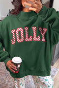 Blackish Green MERRY Embroidered Letter High Neck Tunic Pullover Sweatshirt PREORDER ETA 3 WEEKS
