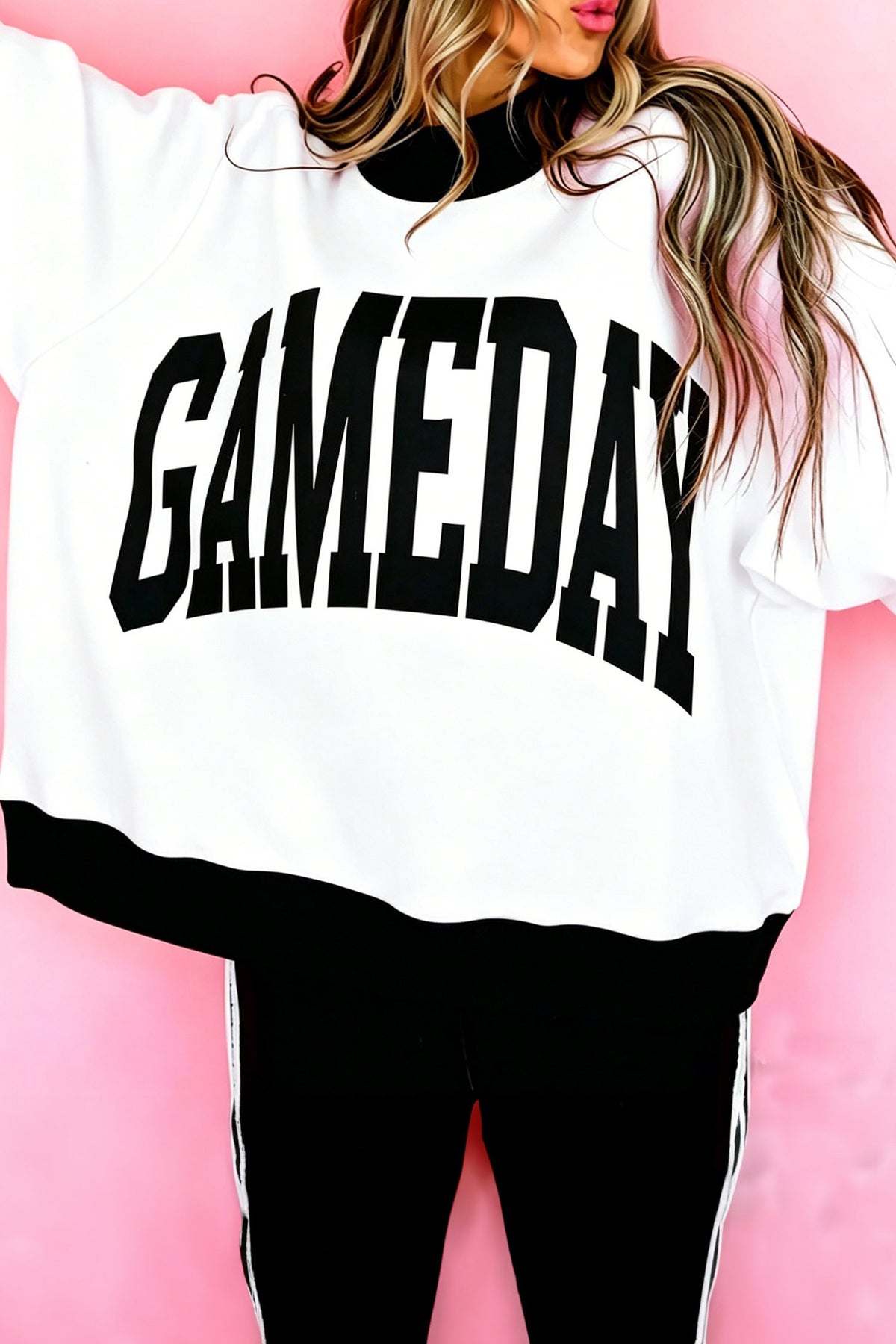 Black Checkered Print High Neck Baggy Sweatshirt PREORDER ETA 3 WEEKS