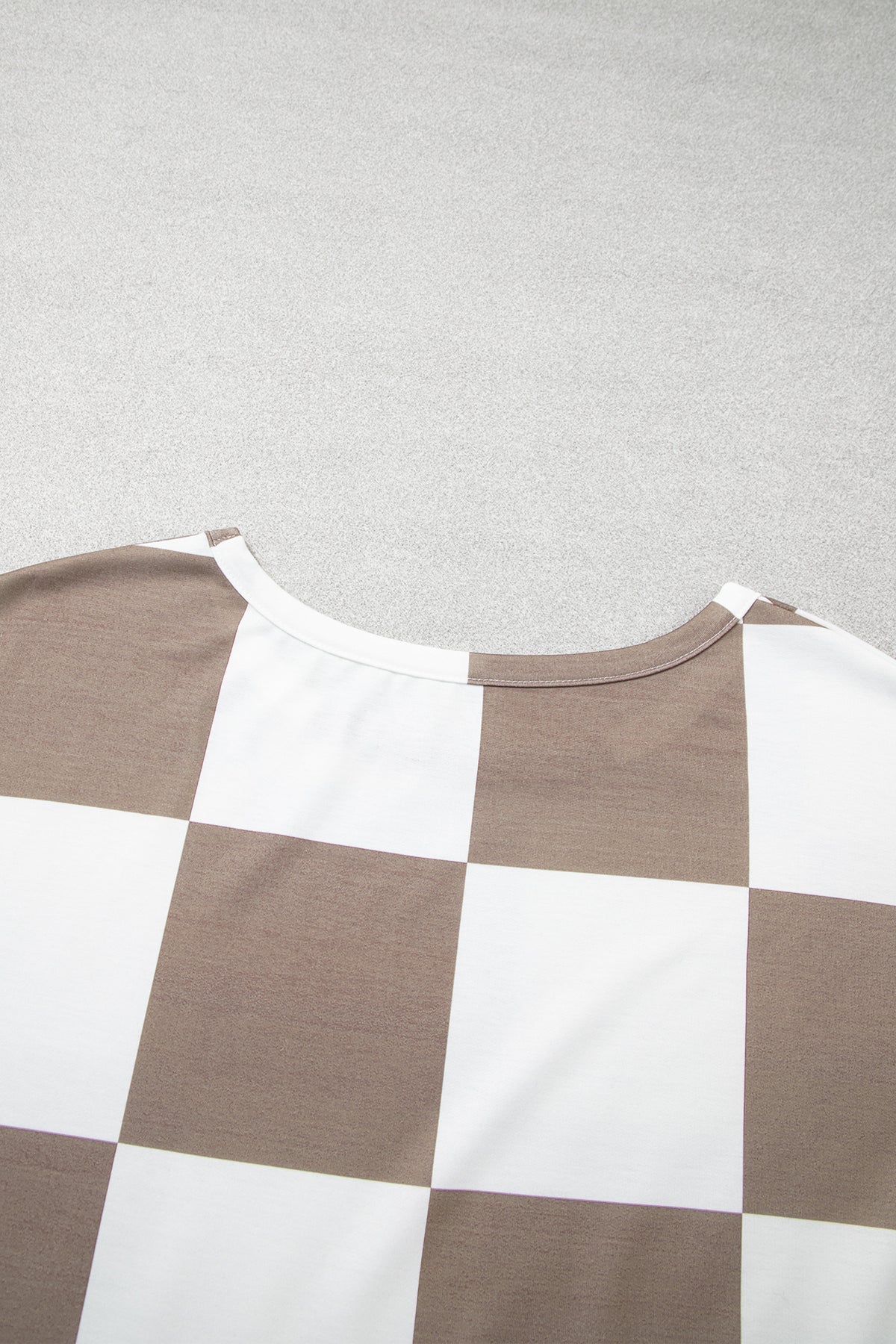 Khaki Checkered Contrast Long Sleeve Top Solid Shorts Plus Size 2pcs Set PREORDER ETA 3 WEEKS