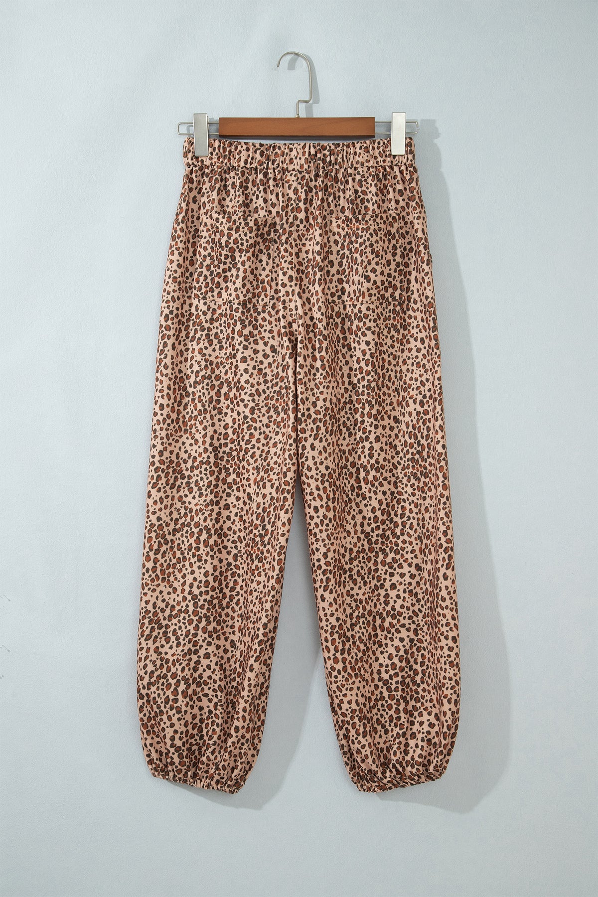 Khaki Leopard Print Drawstring Waist Patch Pockets Pants PREORDER ETA 3 WEEKS