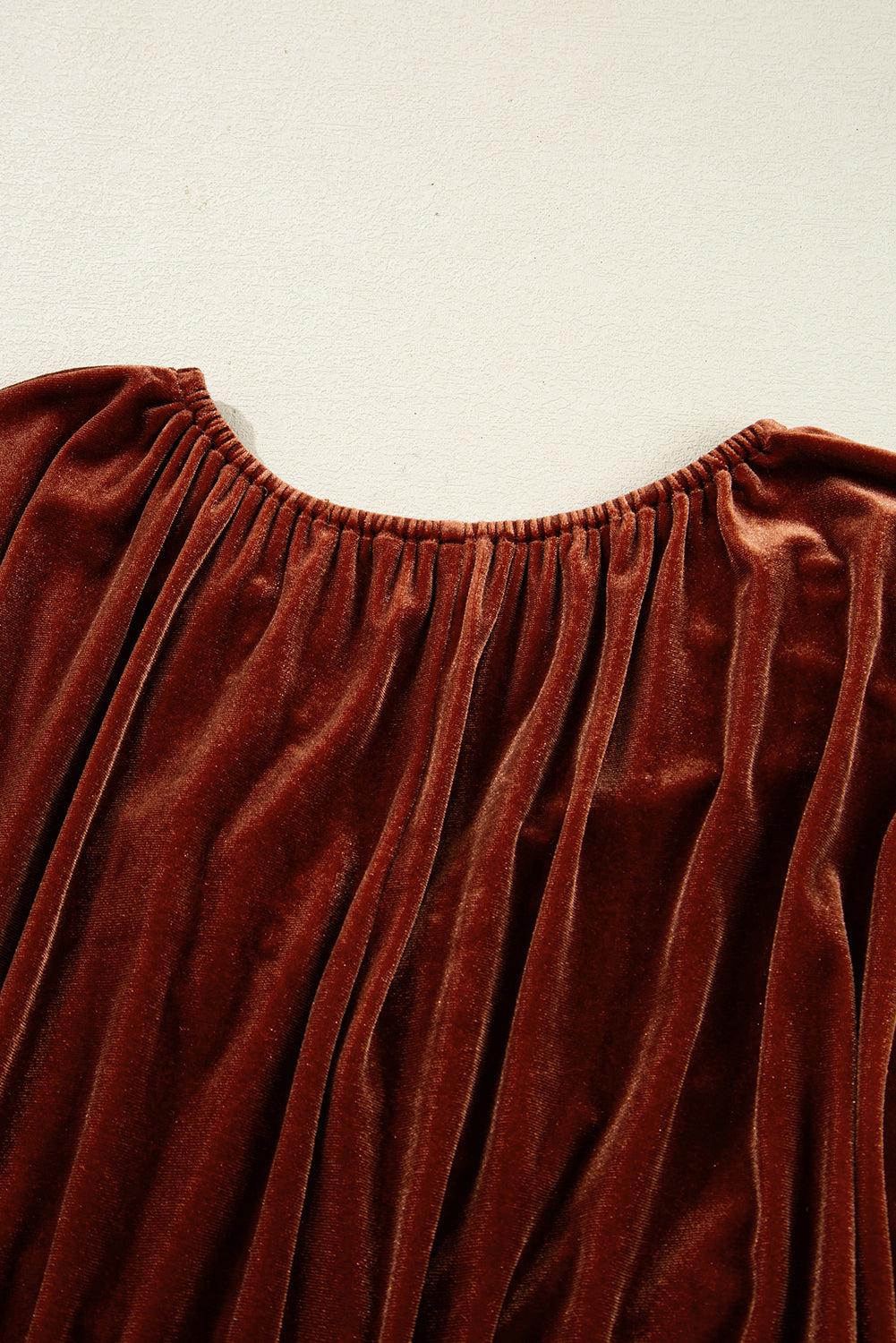 Clay Elastic V Neck Puff Sleeve Short Velvet Dress PREORDER ETA 3 WEEKS