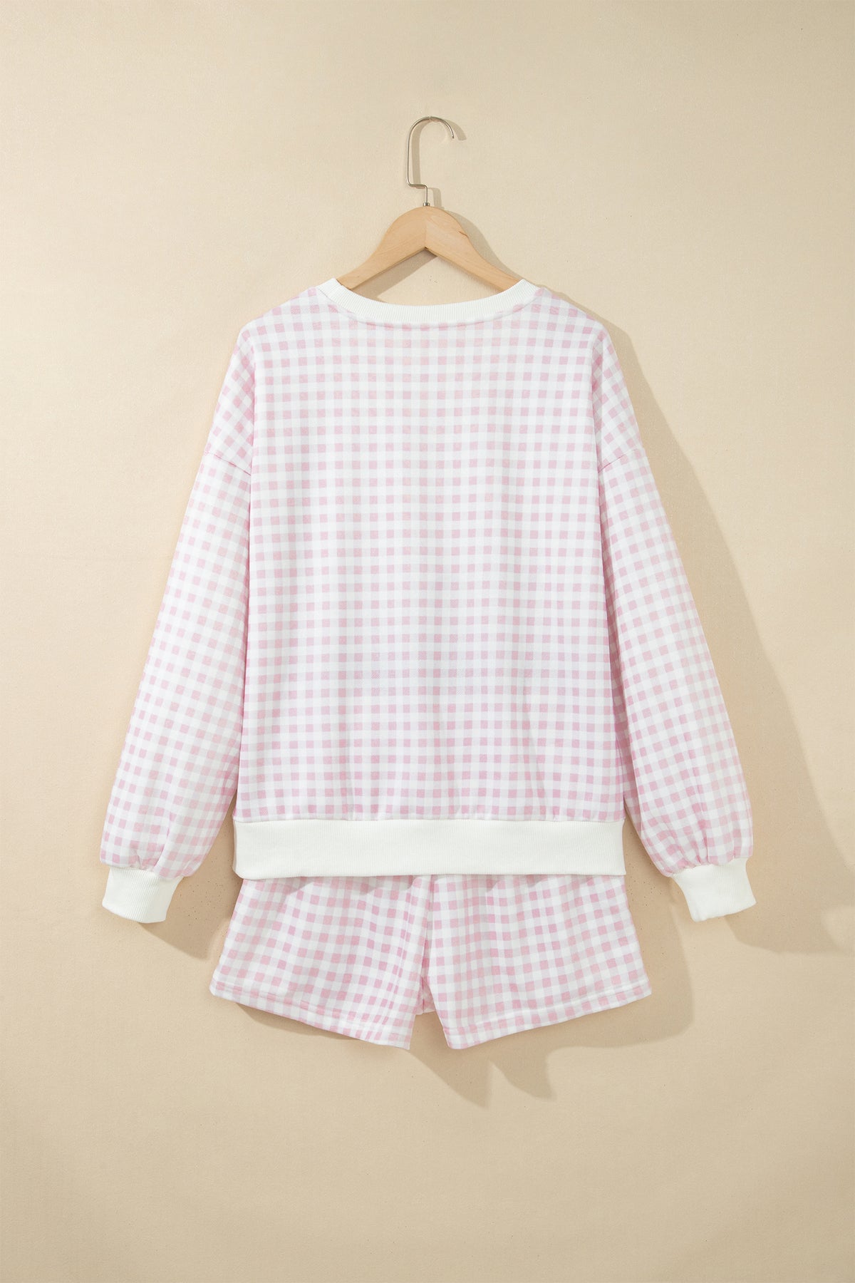 Pink Plaid Baggy Pullover Drawstring Casual Shorts 2pcs Outfit PREORDER ETA 3 WEEKS
