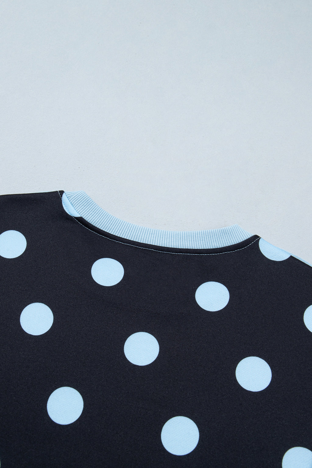 Black Polka Dot Contrast Patchwork Round Neck Baggy Sweatshirt PREORDER ETA 3 WEEKS