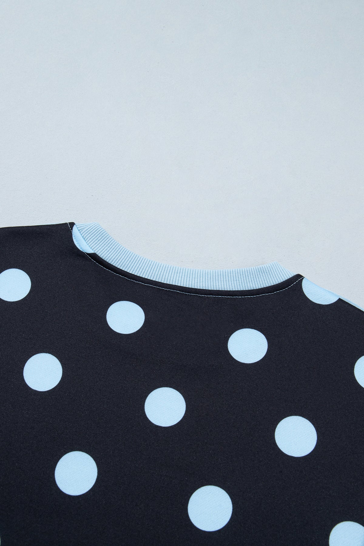 Black Polka Dot Contrast Patchwork Round Neck Baggy Sweatshirt PREORDER ETA 3 WEEKS