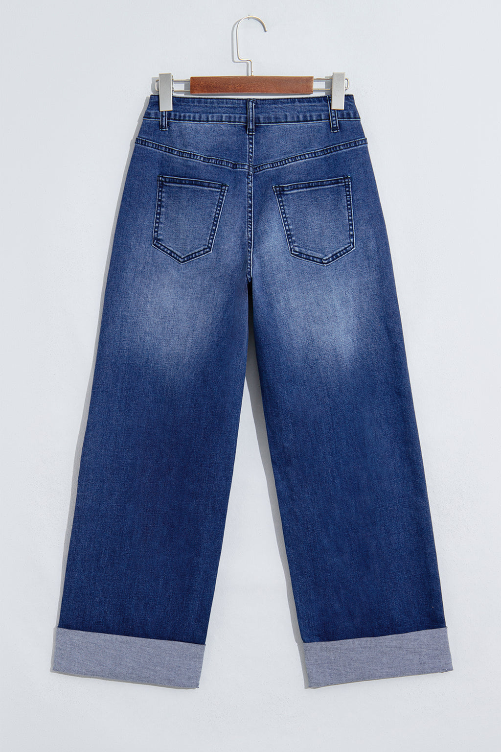 Navy Blue Studded Detail Straight Leg Casual Loose Jeans PREORDER ETA 3 WEEKS