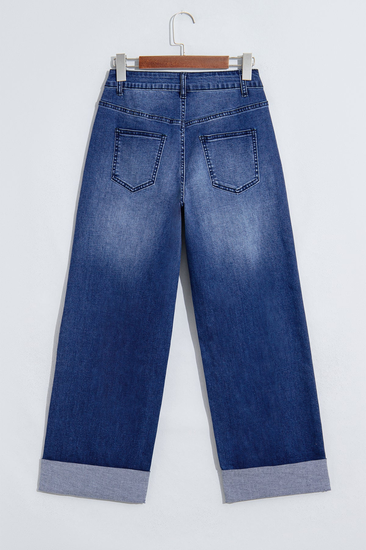 Navy Blue Studded Detail Straight Leg Casual Loose Jeans PREORDER ETA 3 WEEKS