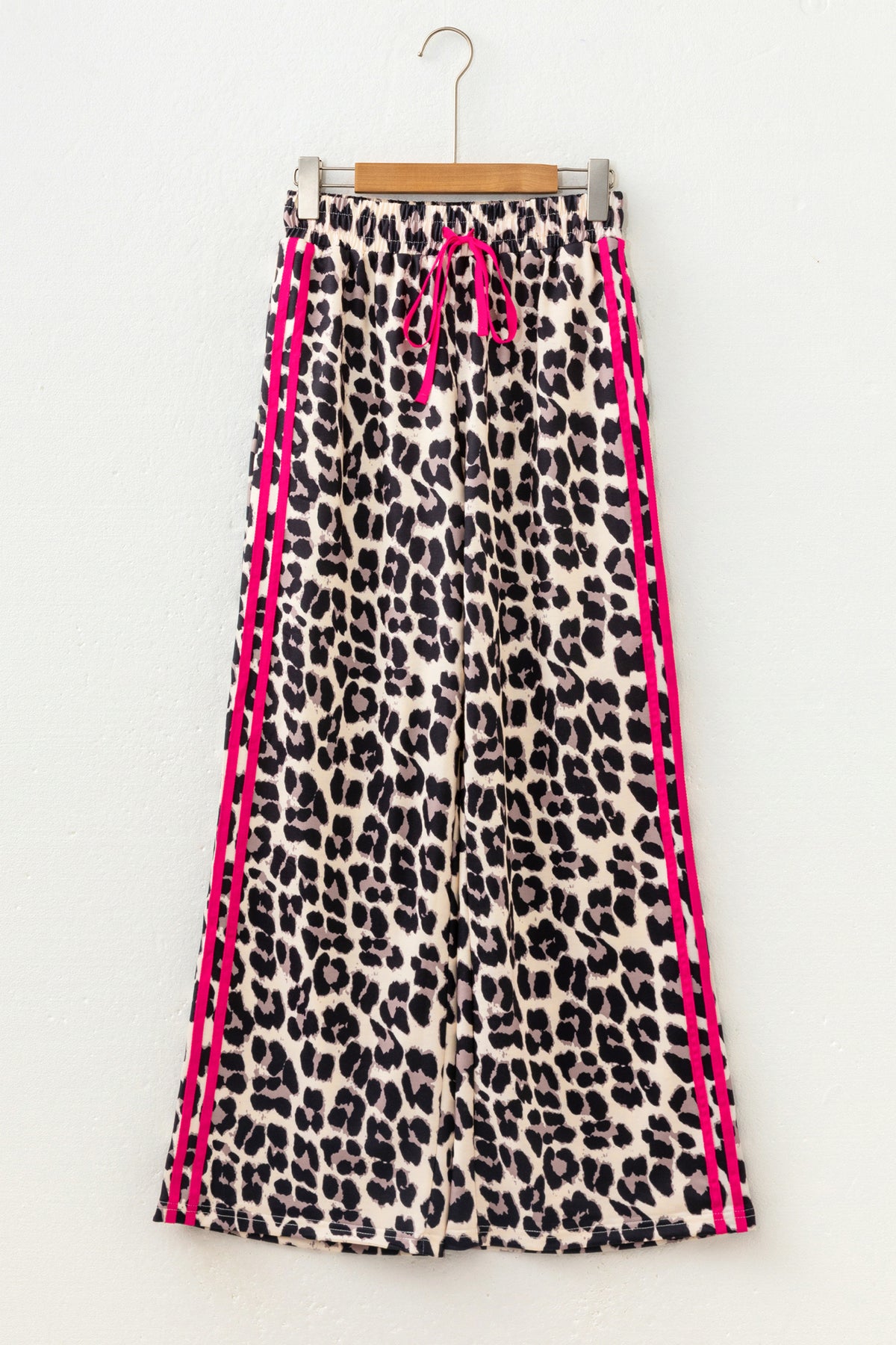 Rose Contrast Detail Tie Waist Leopard Print Casual Pants PREORDER ETA 3 WEEKS