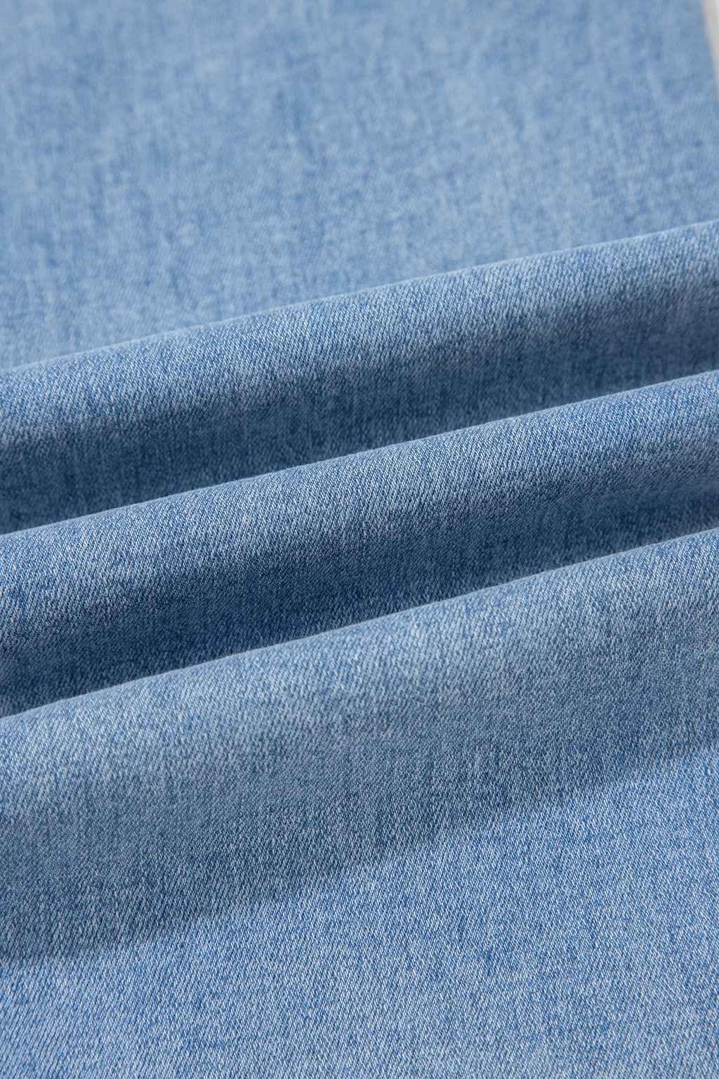 Beau Blue Drawstring Waist Wide Leg Ankle Length Jeans PREORDER ETA 3 WEEKS