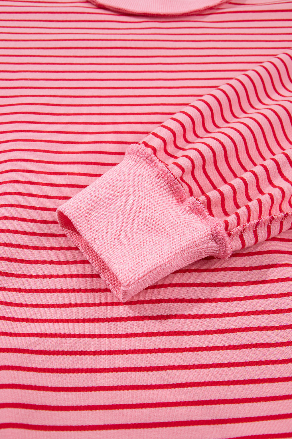 Blue Stripe Ribbed Patchwork Mock Neck Pullover Matching Shorts Set PREORDER ETA 3 WEEKS