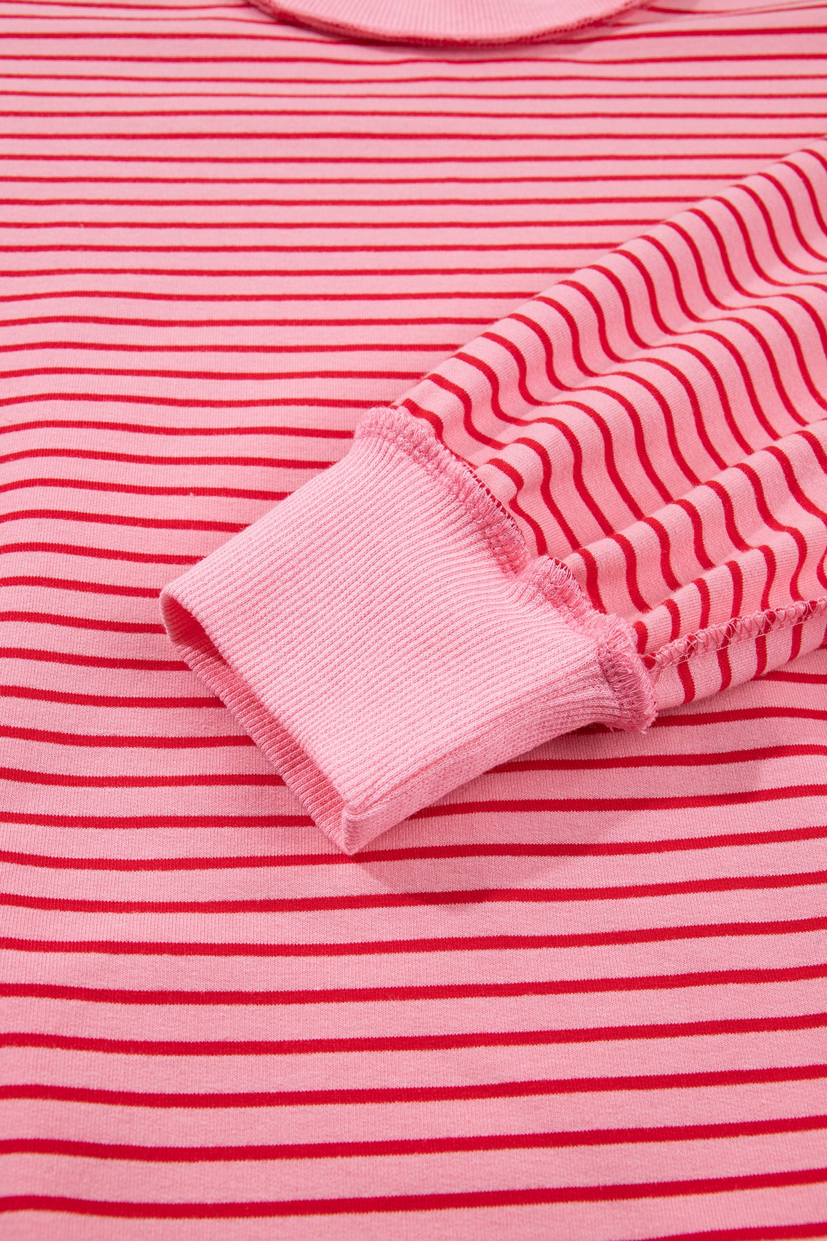 Blue Stripe Ribbed Patchwork Mock Neck Pullover Matching Shorts Set PREORDER ETA 3 WEEKS