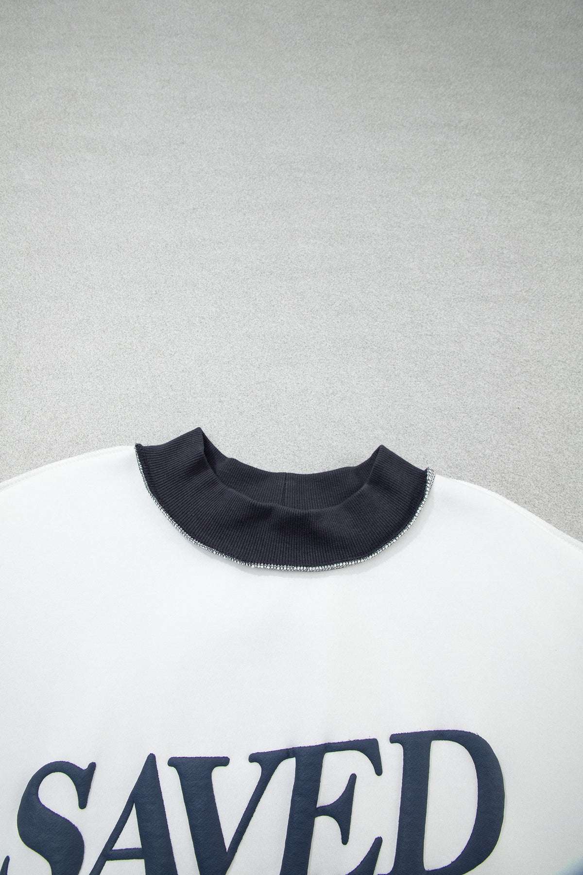 Beige SAVED BY GRACE Letter Print Color Block Mock Neck Plus Size Sweatshirt PREORDER ETA 3 WEEKS