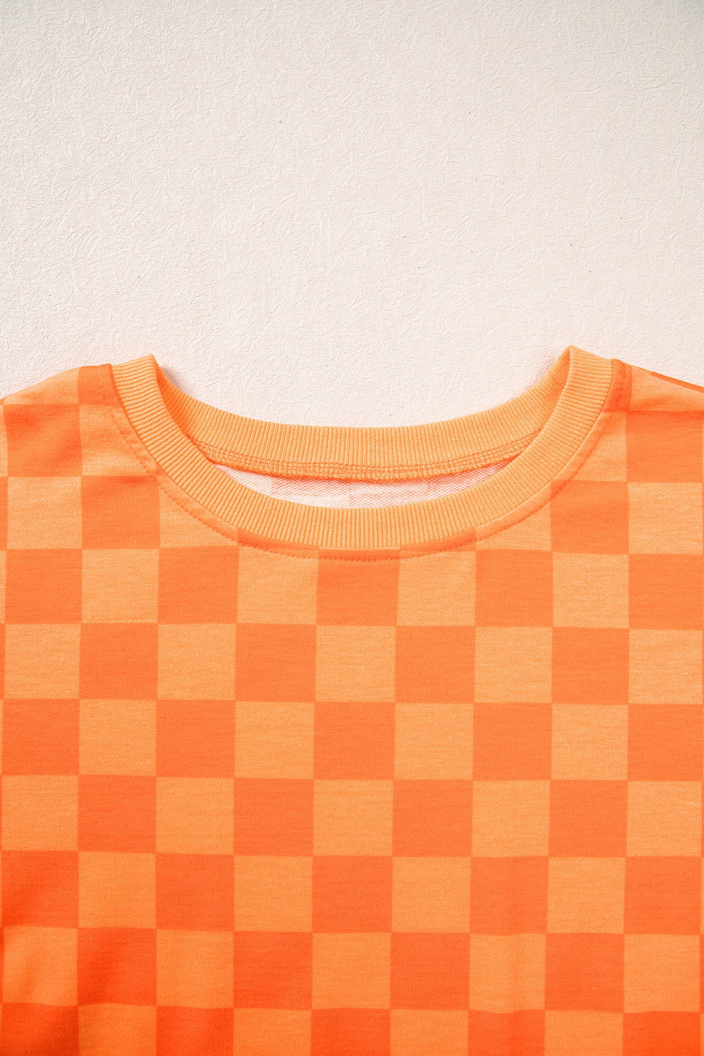 Orange Plaid Checkered Long Sleeve Crop Top Elastic Waist Shorts Two Piece Set PREORDER ETA 3 WEEKS