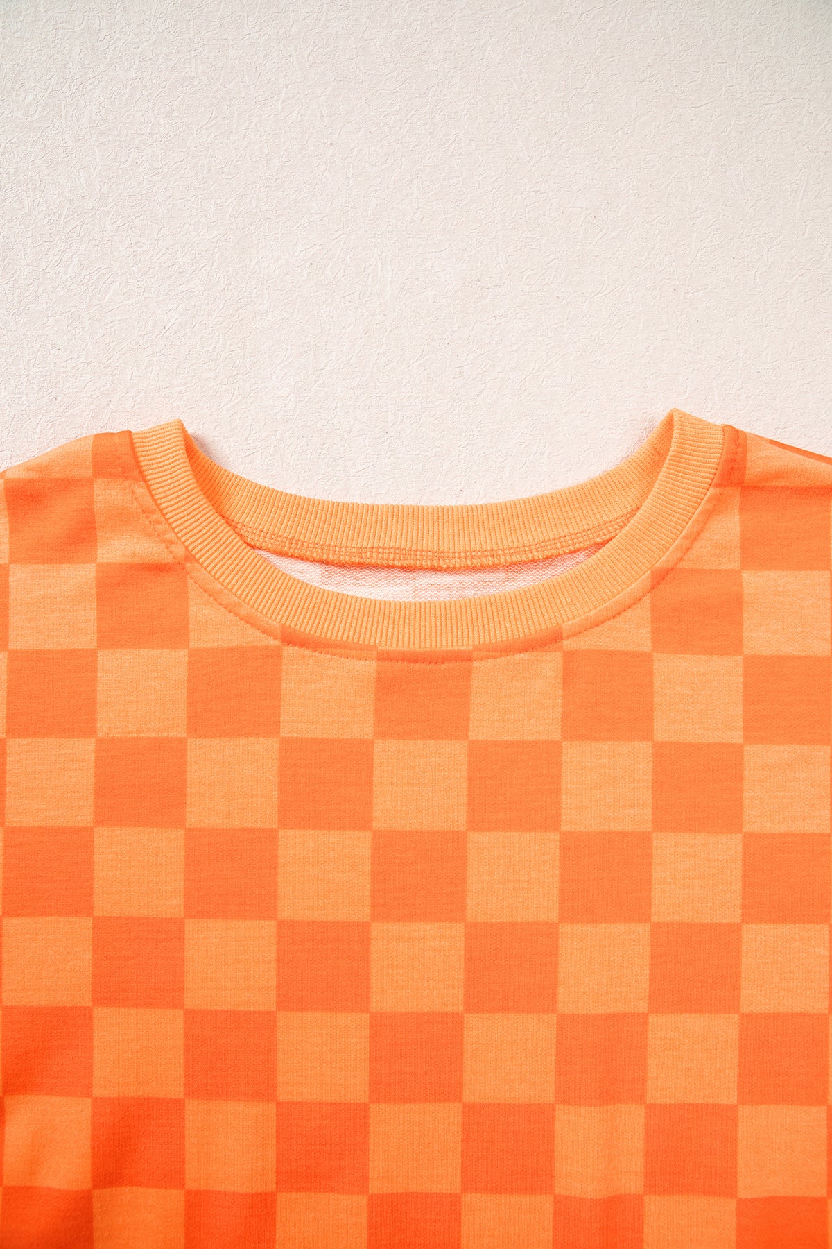 Orange Plaid Checkered Long Sleeve Crop Top Elastic Waist Shorts Two Piece Set PREORDER ETA 3 WEEKS