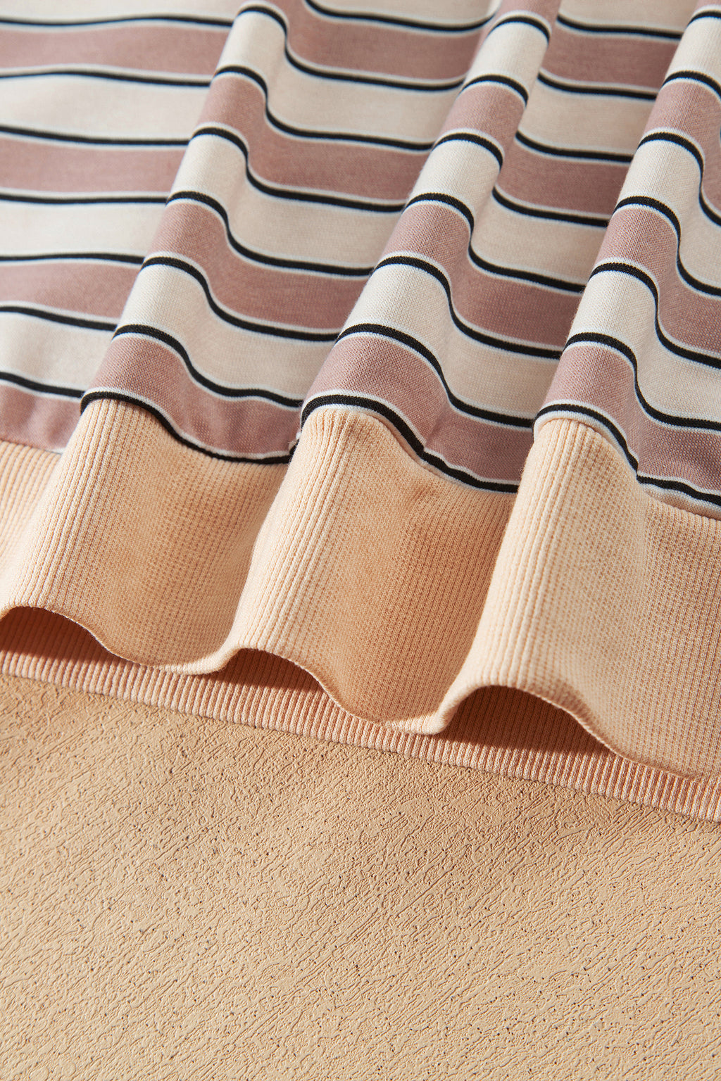 Khaki Stripe Contrast Trim Long Sleeve Top Elastic Waist Pants Set PREORDER ETA 3 WEEKS