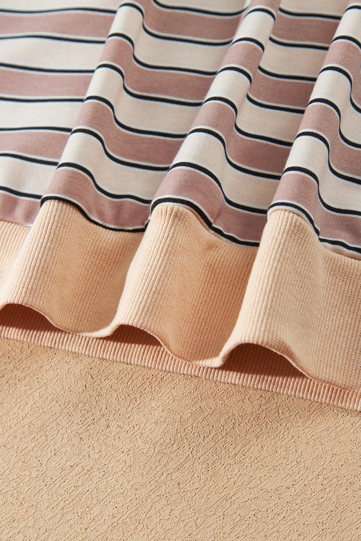 Khaki Stripe Contrast Trim Long Sleeve Top Elastic Waist Pants Set PREORDER ETA 3 WEEKS