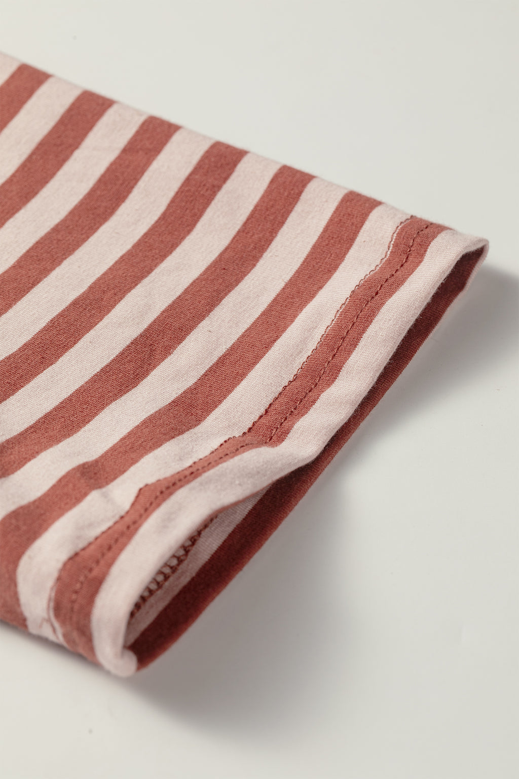 Brown Stripe Relaxed Long Sleeve Top Contrast Elastic Waistband Short Set PREORDER ETA 3 WEEKS