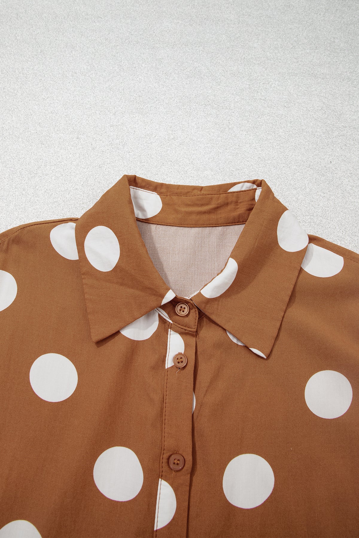 Brown Polka Dot Button Front Long Sleeve Shift Dress PREORDER 3 WEEK TAT