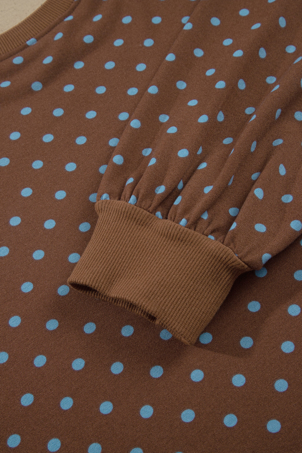 Brown Polka Dot Round Neck Long Sleeve Plus Size Set PREORDER ETA 3 WEEKS