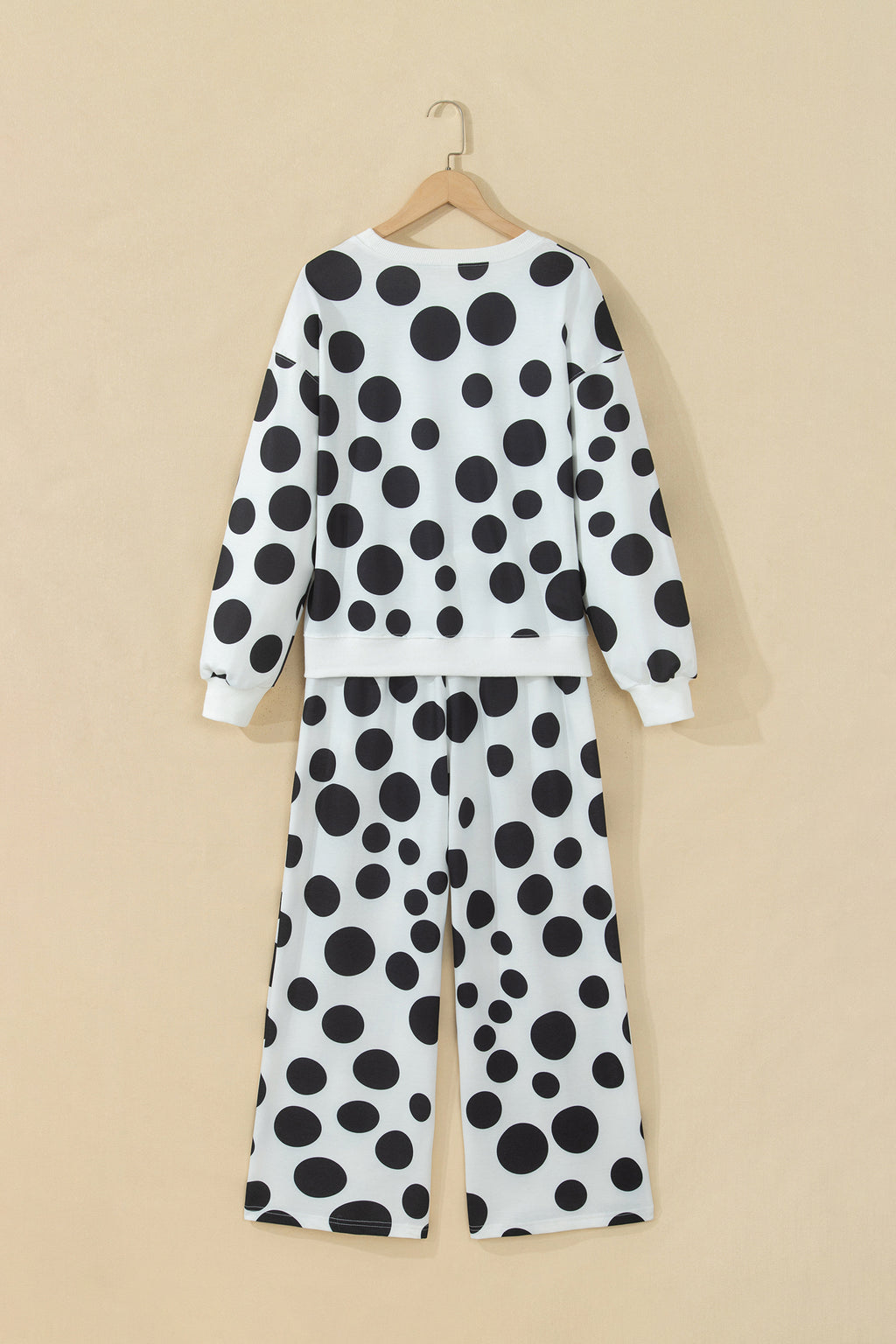 Khaki Polka Dot Long Sleeve Top Drawstring Relaxed Pants Set PREORDER ETA 3 WEEKS
