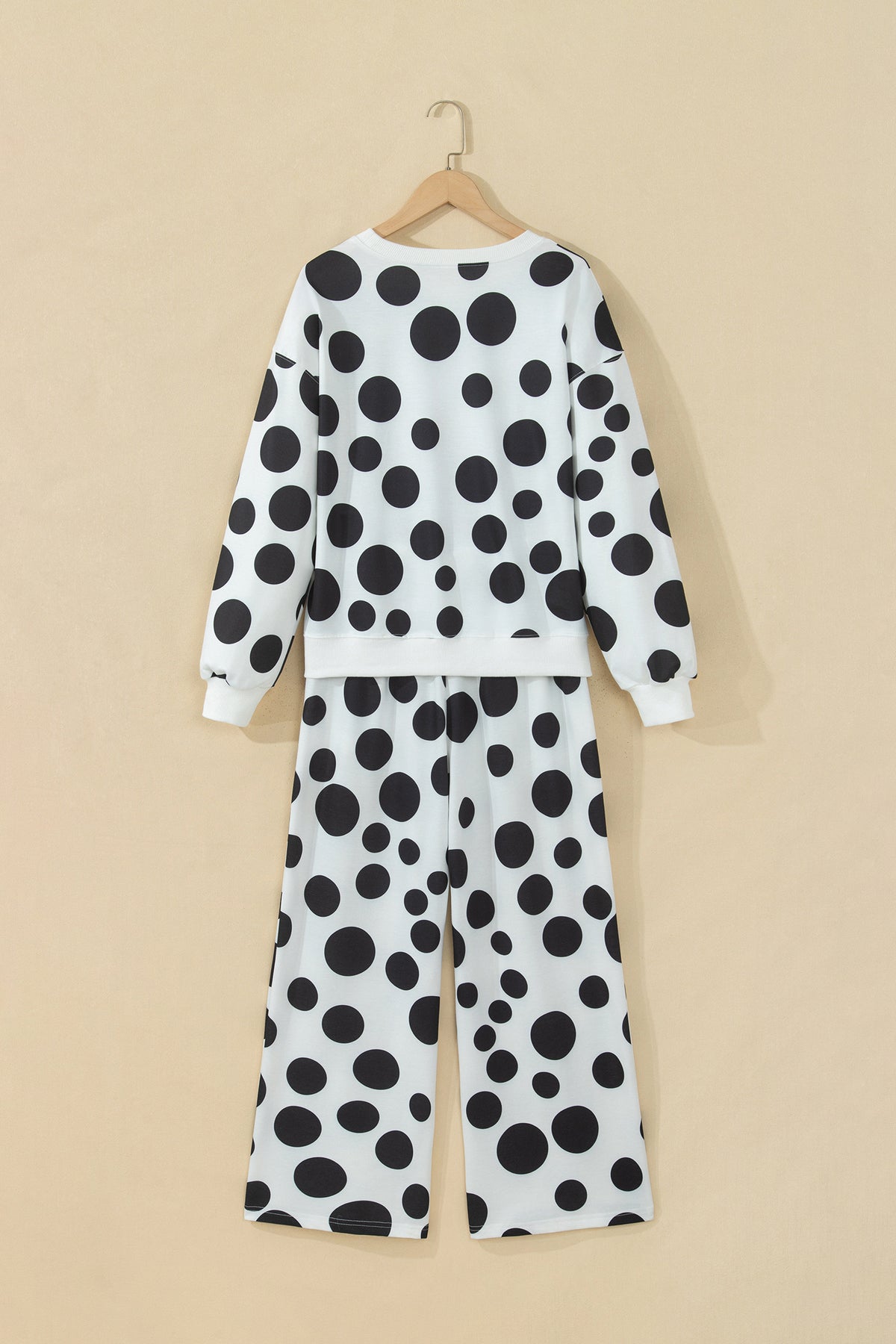 Khaki Polka Dot Long Sleeve Top Drawstring Relaxed Pants Set PREORDER ETA 3 WEEKS