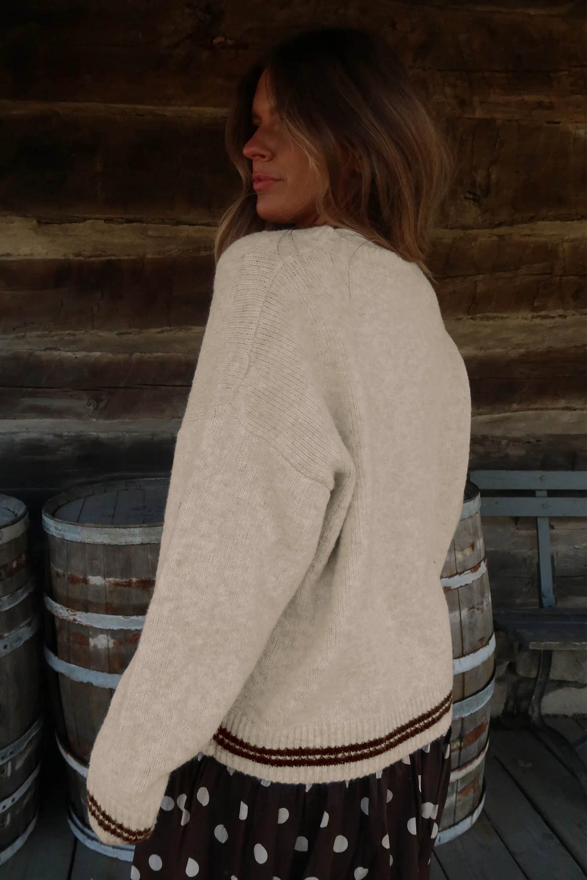 Gray Good Luck Western Horseshoe Crew Neck Knit Sweater PREORDER ETA 3 WEEKS