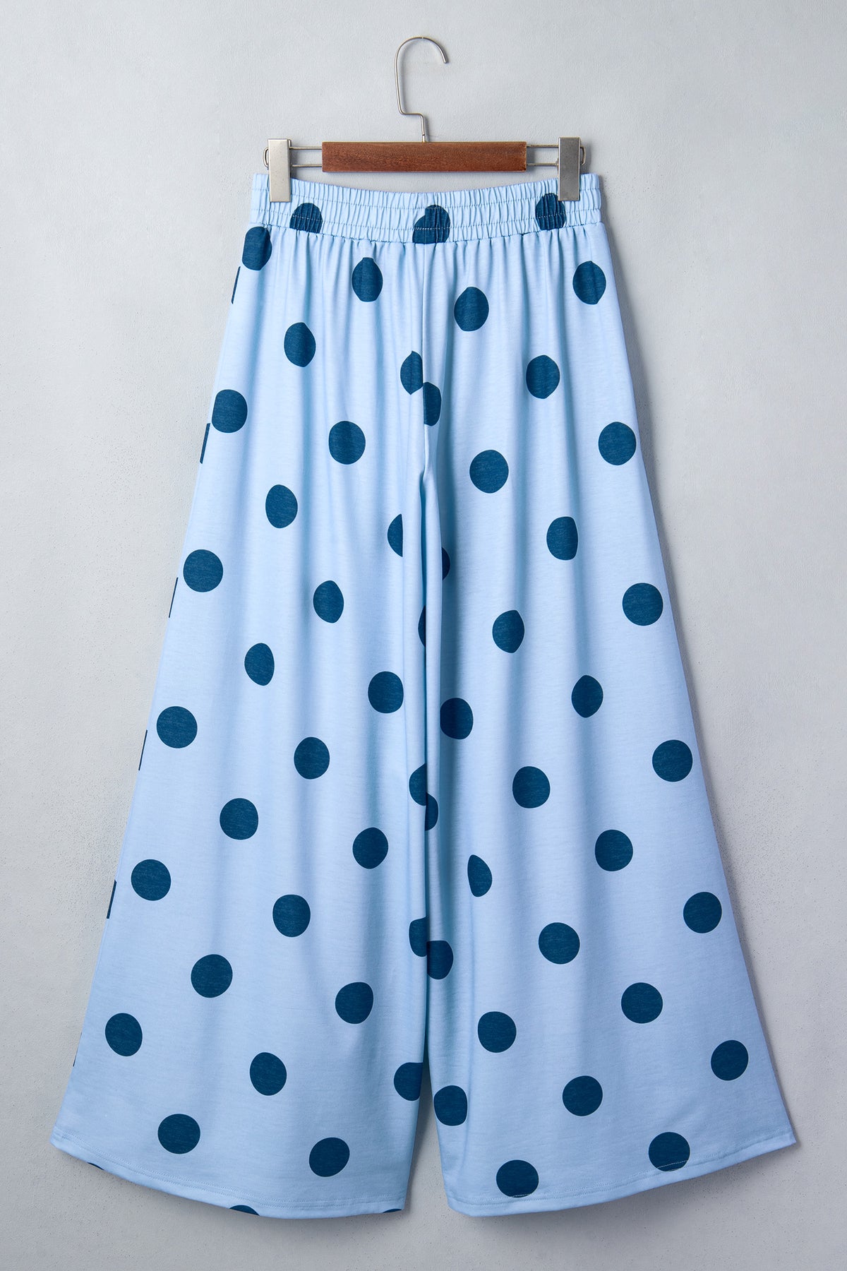 Sky Blue Polka Dot Wide Leg Elastic Waist Casual Pants PREORDER ETA 3 WEEKS