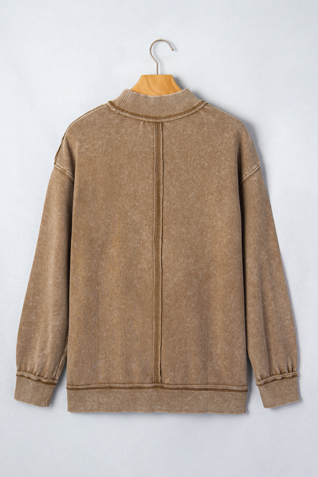 Brown High Neck Long Sleeve Toner Washed Vintage Sweatshirt PREORDER ETA 3 WEEKS