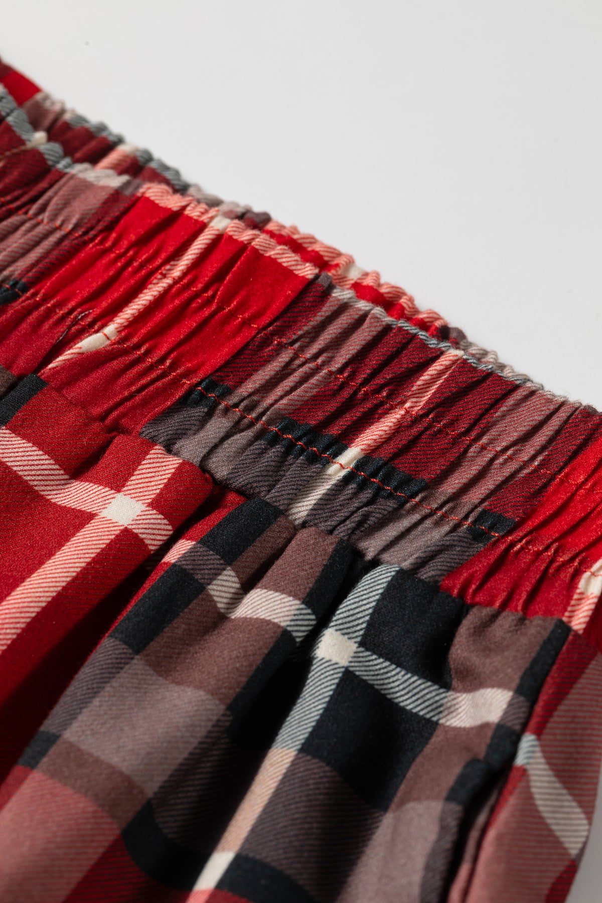 Red Plaid Elastic Waist Pocket Regular Full-Length Pants PREORDER ETA 3 WEEKS
