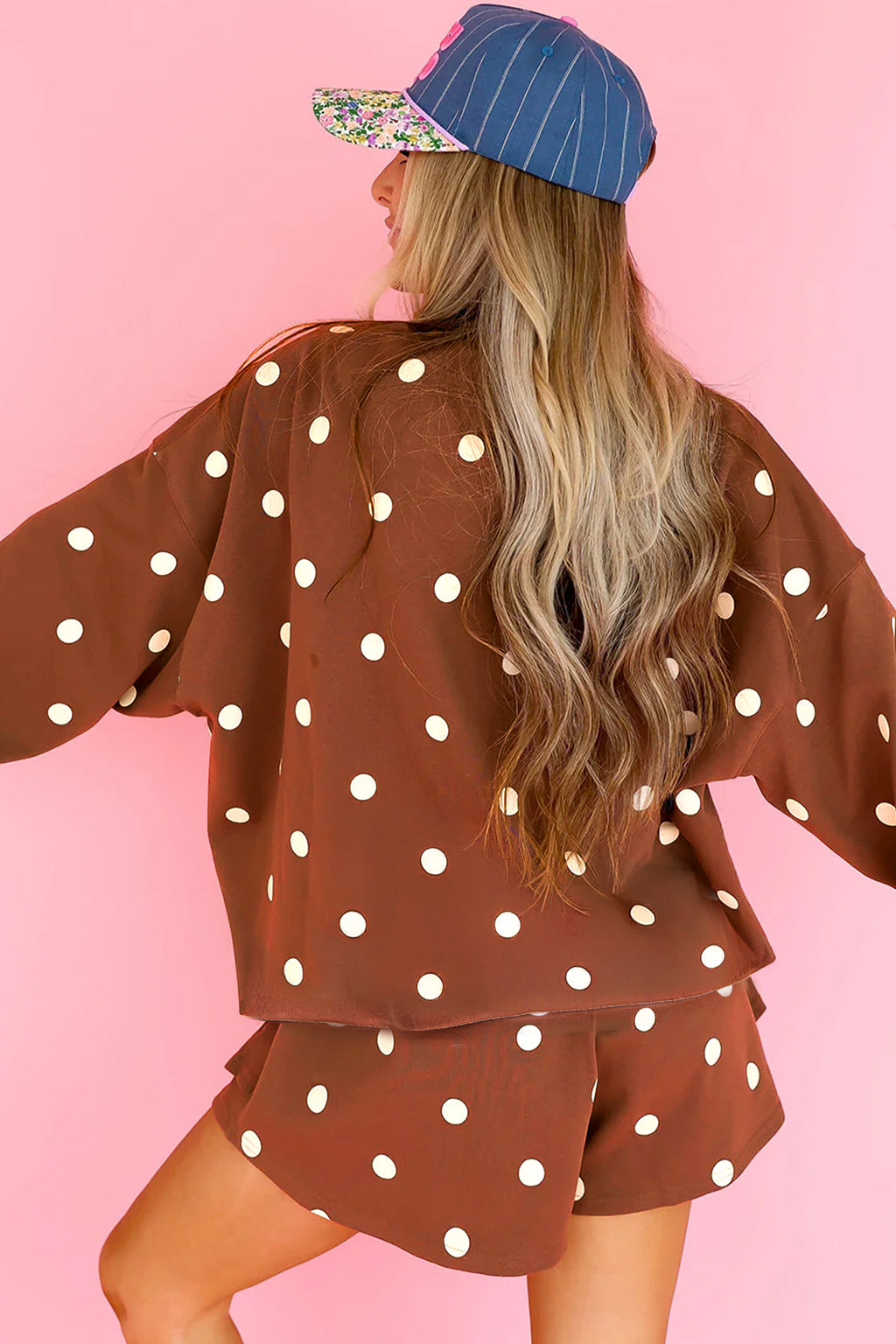 Red Polka Dot Raw Hem Relaxed Pullover Loose Skort Two Piece Set PREORDER ETA 3 WEEKS