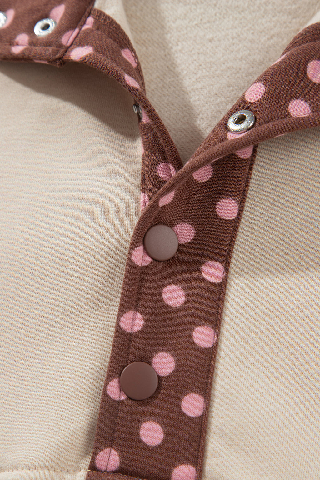 Brown Polka Dot Contrast Baggy Pullover and Elastic Waist Shorts 2pcs Set PREORDER ETA 3 WEEKS