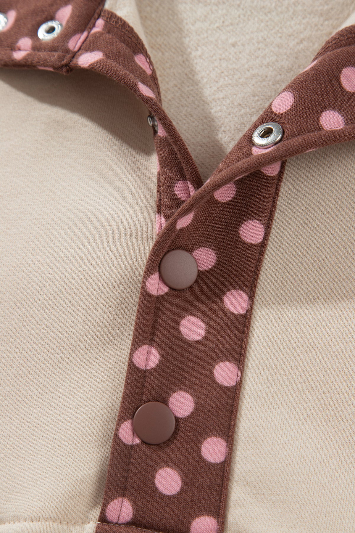 Brown Polka Dot Contrast Baggy Pullover and Elastic Waist Shorts 2pcs Set PREORDER ETA 3 WEEKS