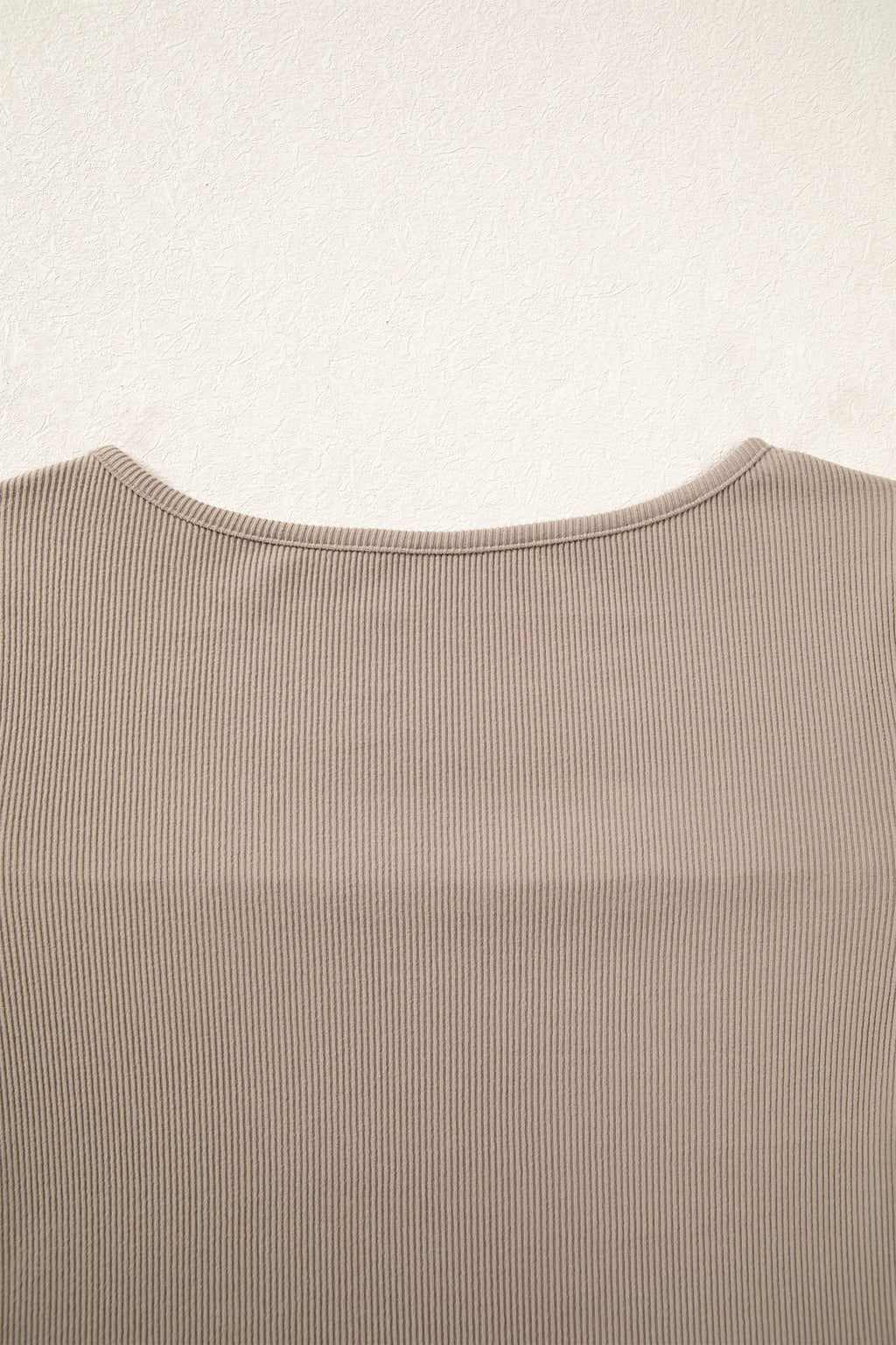 DUNE Solid Color Ribbed Lace Neck Long Sleeve Top
