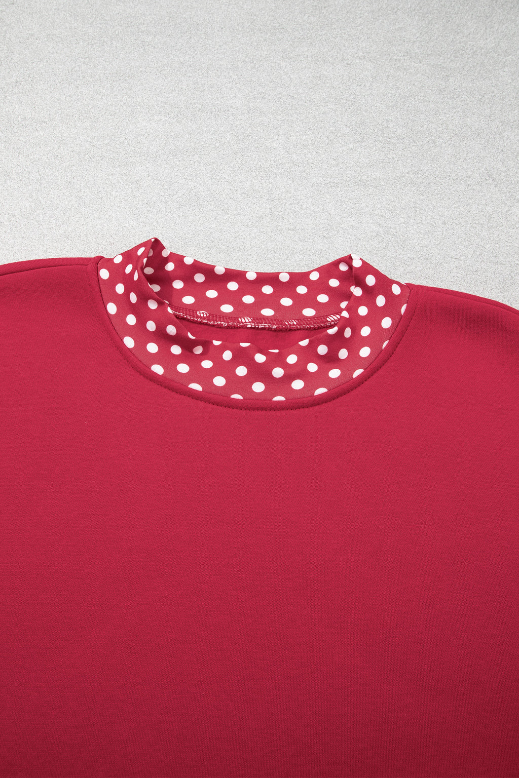 Red Dahlia Colorblock Polka Dot Contrast Trim Oversized Sweatshirt PREORDER ETA 3 WEEKS