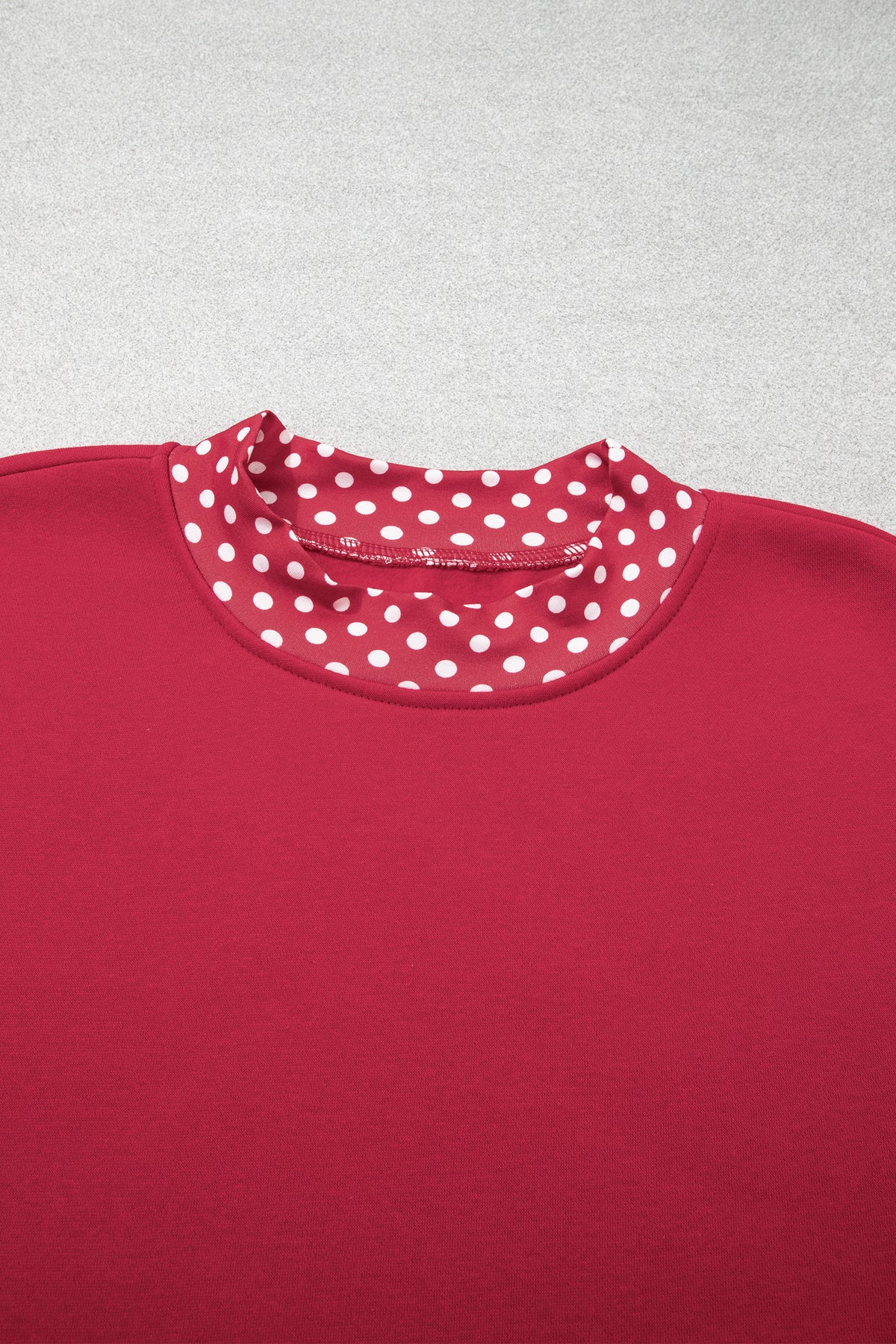 Red Dahlia Colorblock Polka Dot Contrast Trim Oversized Sweatshirt PREORDER ETA 3 WEEKS