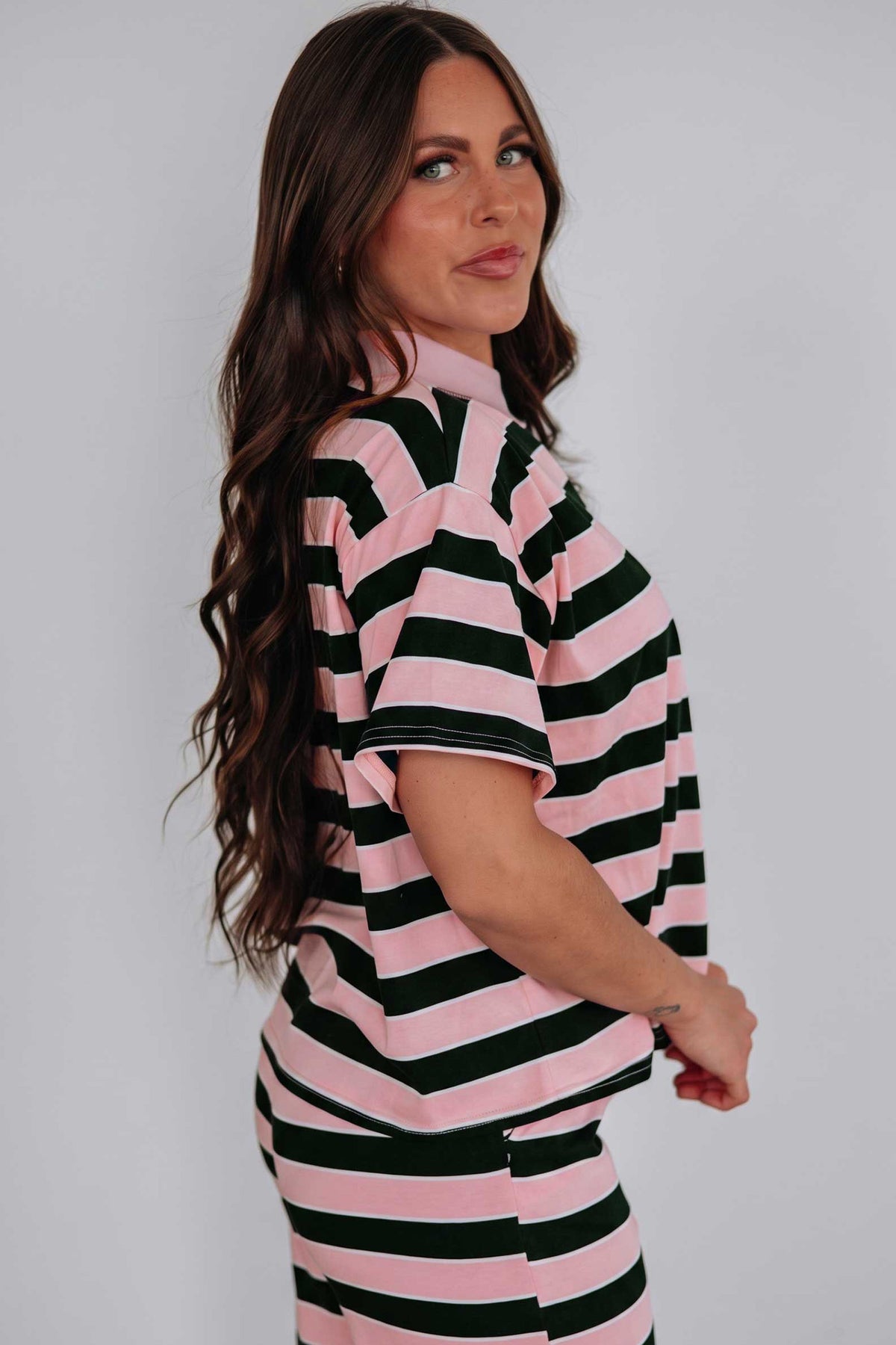 Pink Stripe Loose Tee and Pants Two Piece Set PREORDER ETA 3 WEEKS
