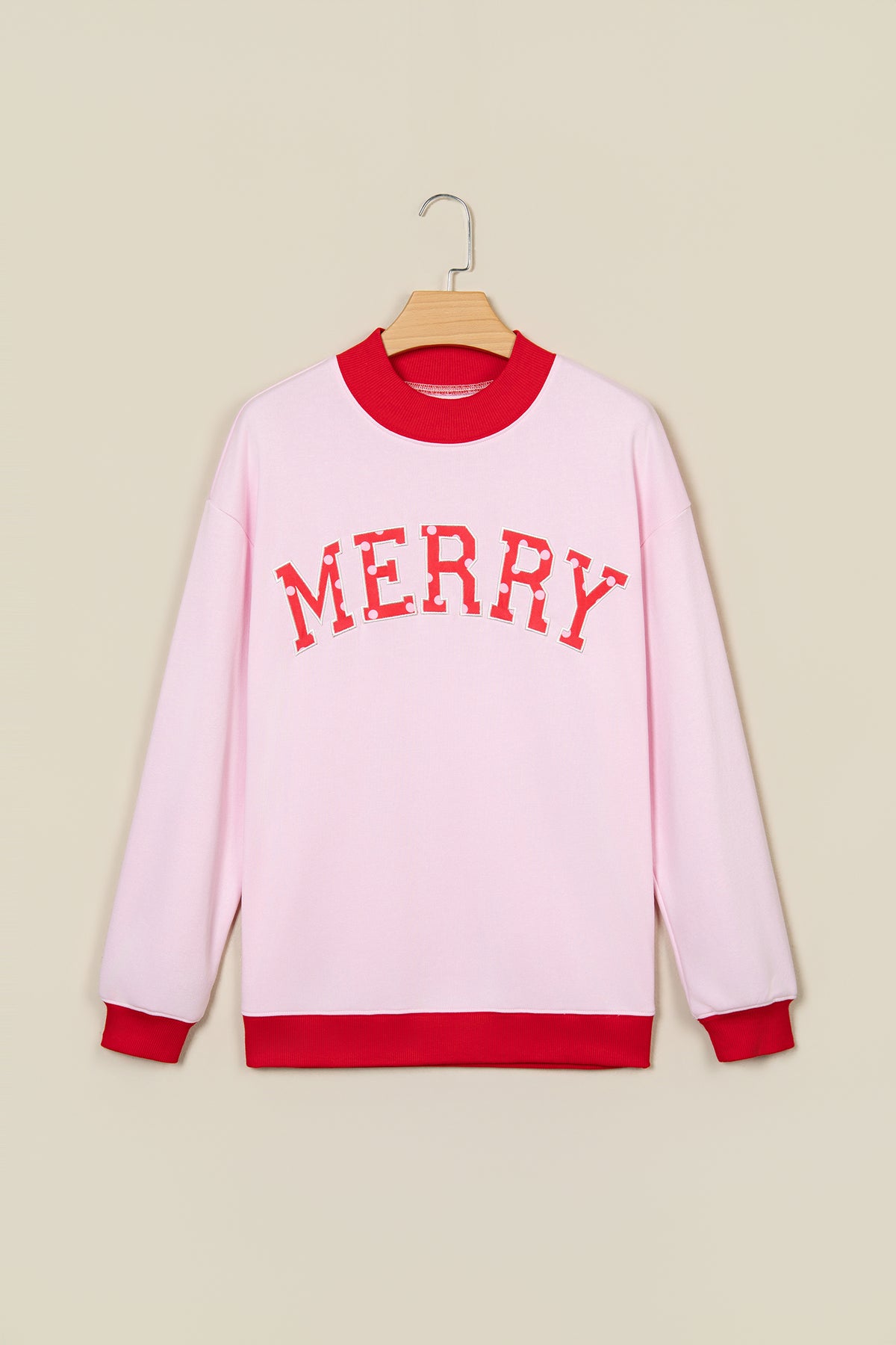 Pink Polka Dot Letter Graphic Colorblock Tunic Sweatshirt PREORDER ETA 3 WEEKS