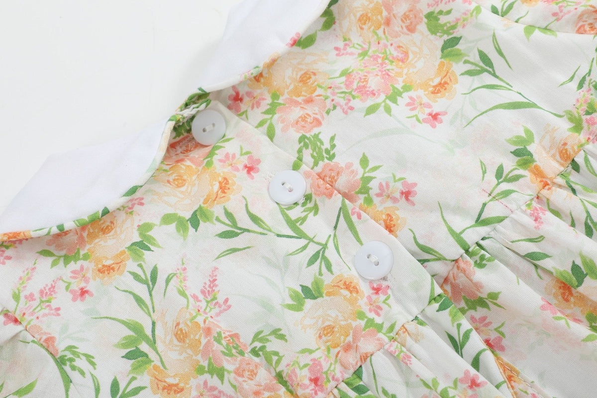 Floral Smocked Collared Bubble Romper