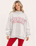 Gray MERRY embroidered high neck tunic sweatshirt