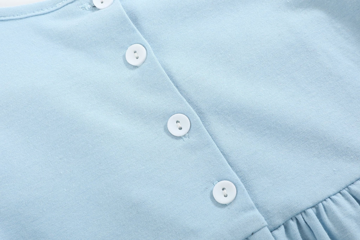 Light Blue Christmas Tree Smocked Knit Dress