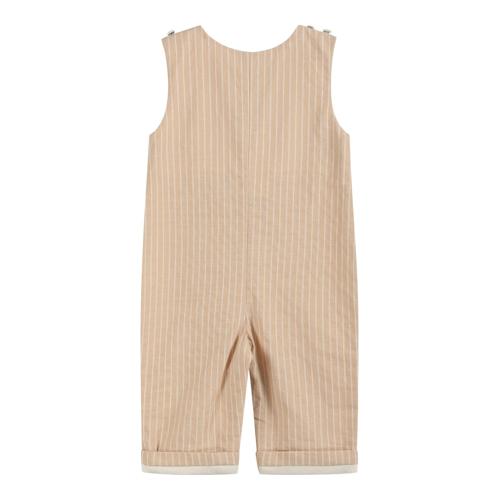 Light Brown Pinstripe Pumpkin Smocked Longall