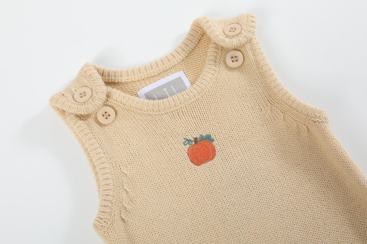 Light Brown Pumpkin Knit Romper