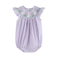 Light Purple Seersucker Bunny Smocked Bubble Romper