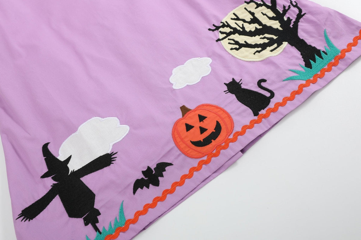 Purple Halloween Scene Girls Dress