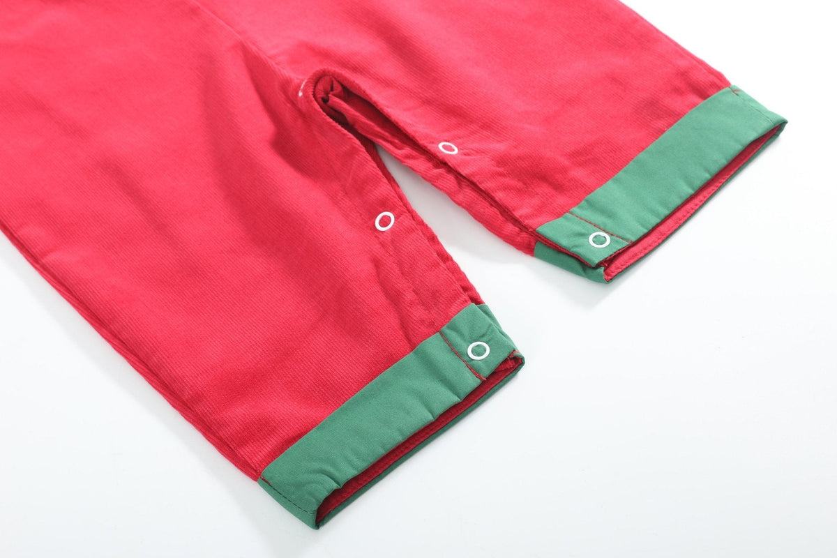 Red Corduroy Christmas Smocked Longall