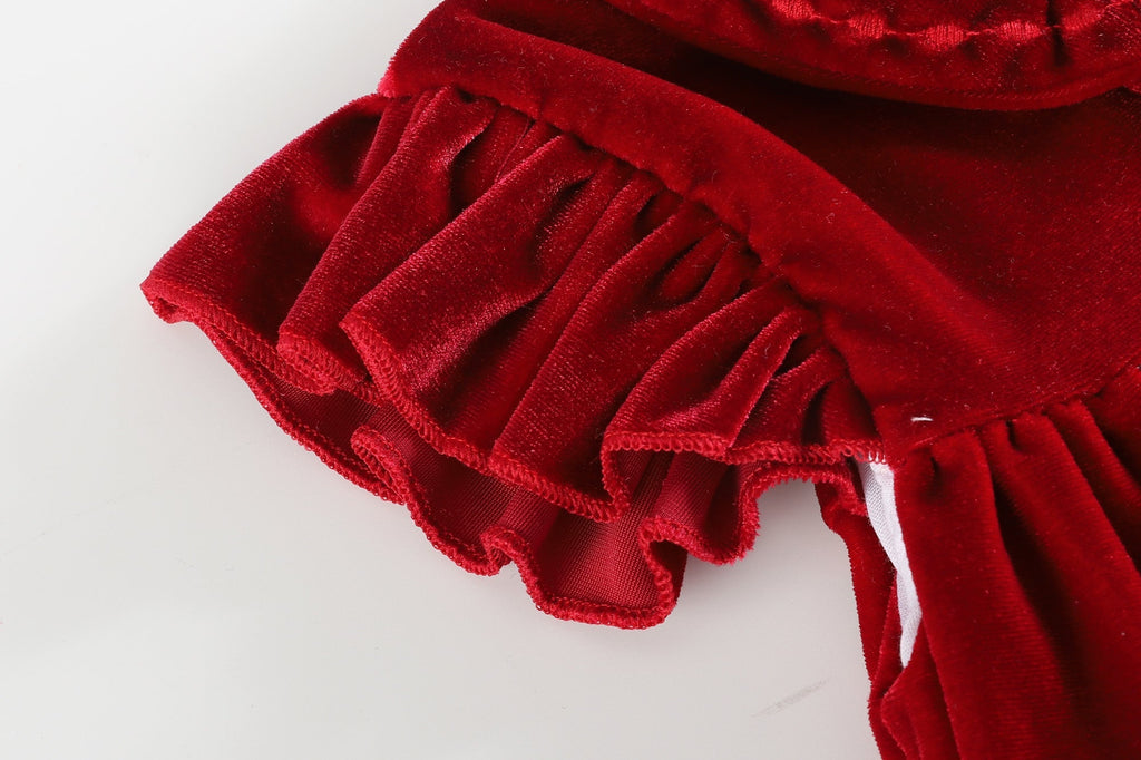 Red Velvet Ruffle Dress