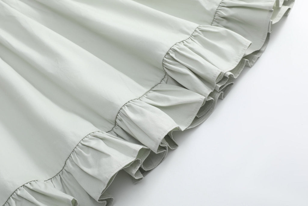 Sage Green Pumpkin Smocked Ruffle Dress